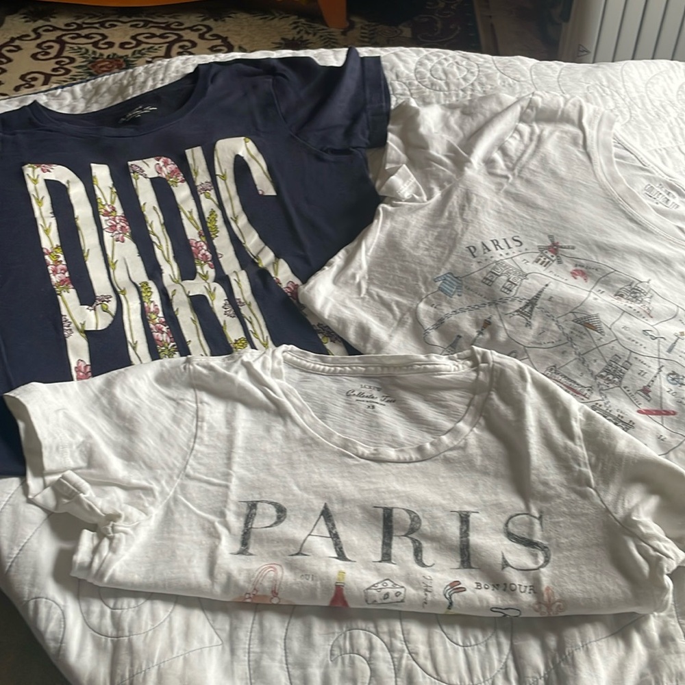 Three J.Crew Collector’s Tees, Paris theme, XS/S, GUC